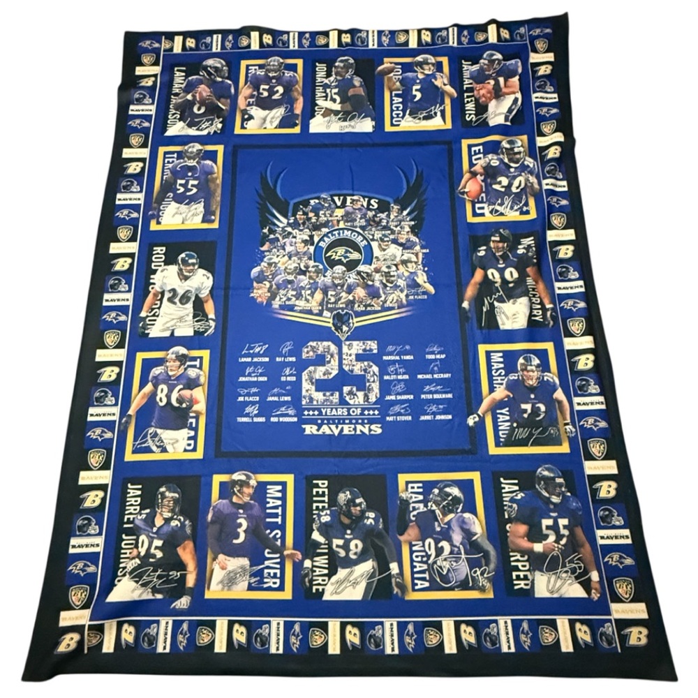 NFL 2021 Baltimore Ravens “25 Years of Ravens” Custom Fleece Throw Blanket